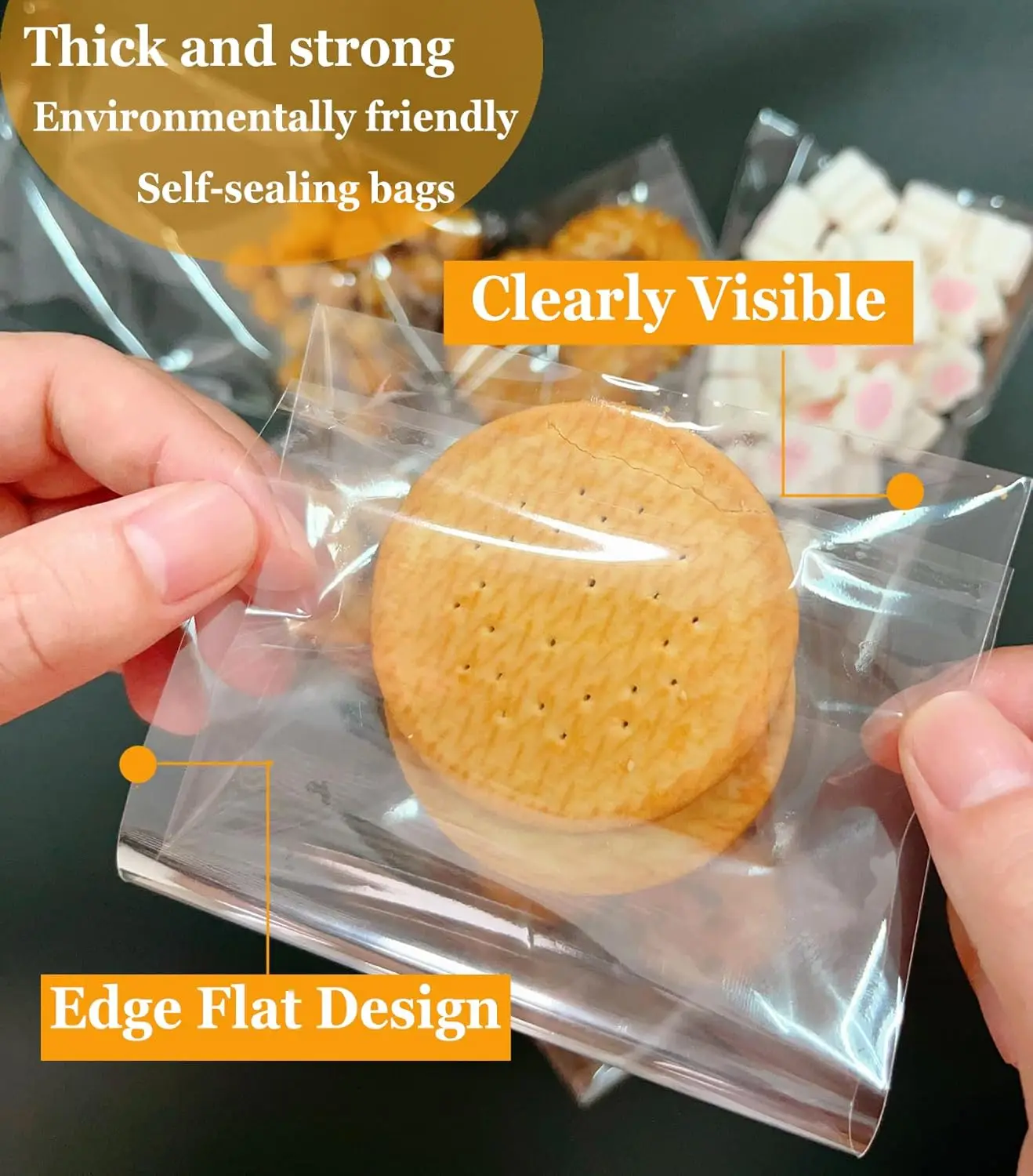 Sacchetti per biscotti trasparenti da 4x6", 320 pezzi, plastica autosigillante per panetteria e confezioni regalo.