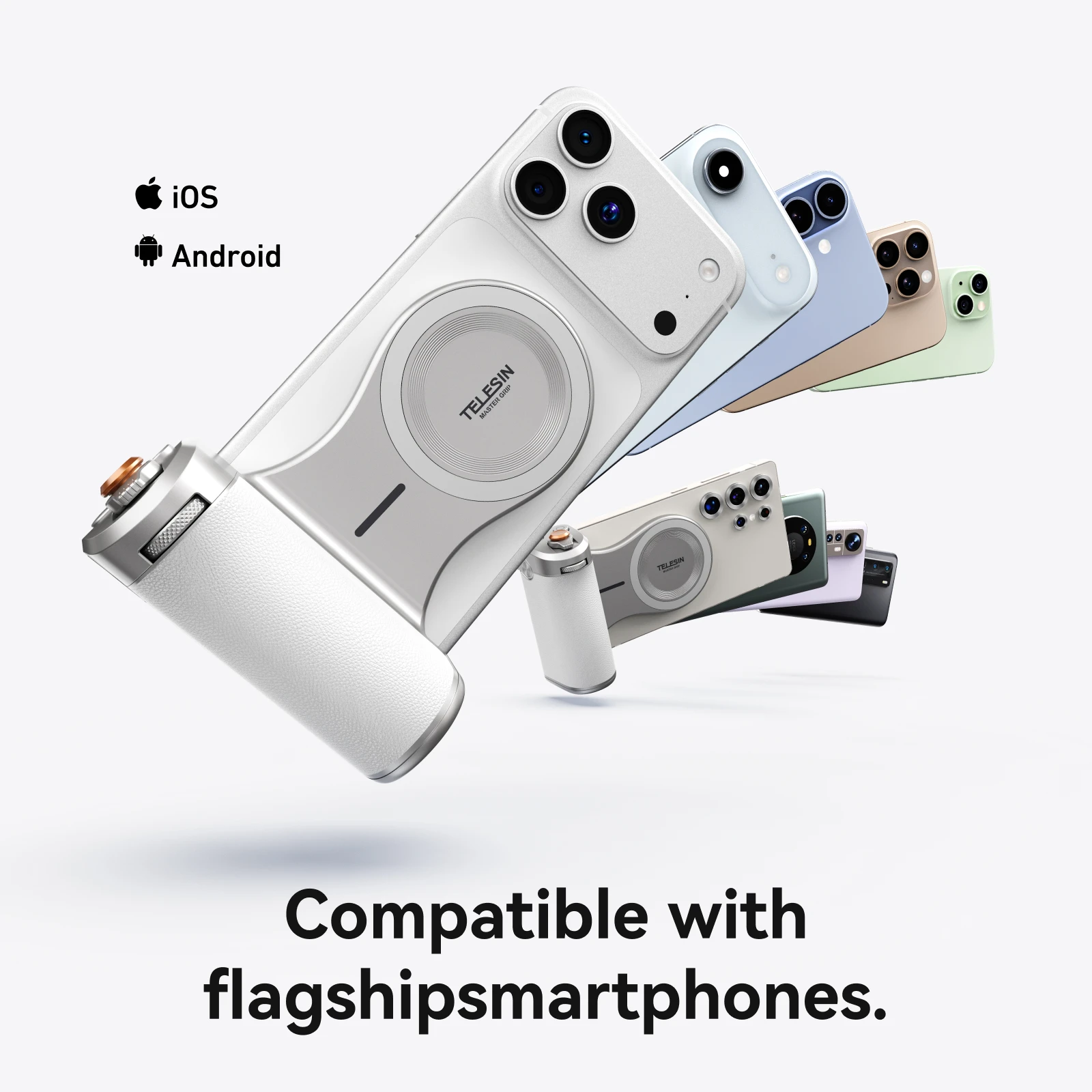텔레신 마그네틱 폰 카메라 촬영 핸드 그립 3200mAh 보조배터리 무선 충전 폰 홀더 아이폰용 원격 촬영 보조기
