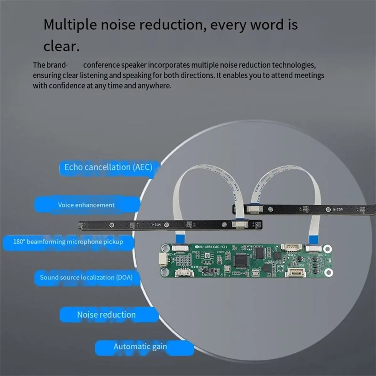 8 Array Directional Microphone Array USB Linear 180-Degree Sound Pickup Suppression