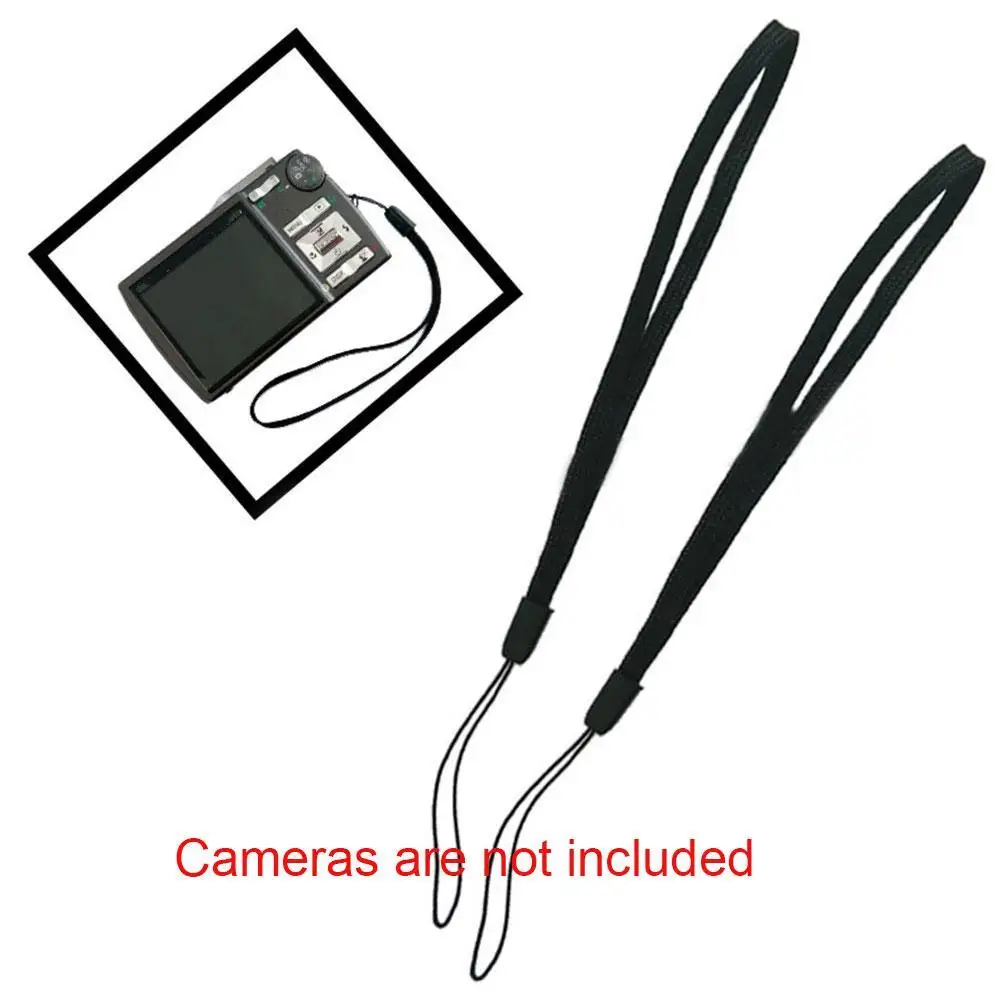 Correia de mão preta, Correia de pulso protetora, Corda de pinho, Selfie Stick, Correia do telefone móvel, lanterna, 10pcs por conjunto