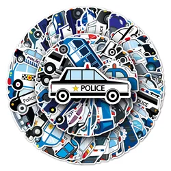 50pcs Children's Toys Police Car Cartoon Car Trunk Graffiti Scooter Computer Tablet Decoration Waterproof Sticker