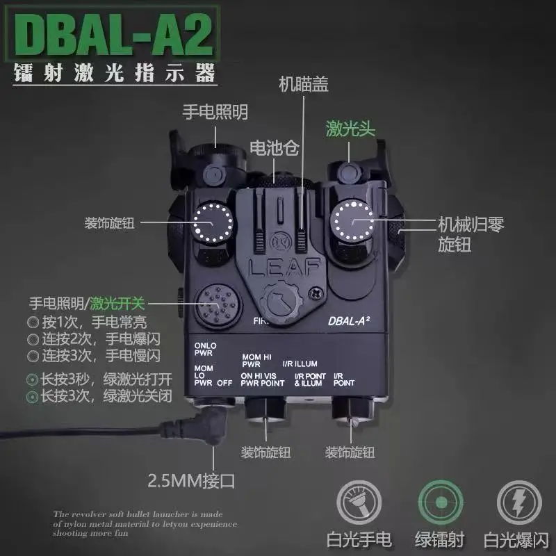 DBAL-A2-Modell-Dekor-Set mit grünem Lichtbalken-Indikator, Taschenlampe und 3-Fernbedienungsschalter – Detail 3