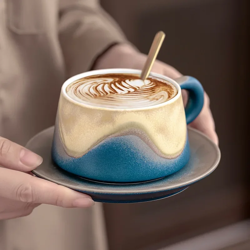 Kiln-changing Ceramic Cup High-value Afternoon Tea Mug Gift Coffee Cup Pull Flower Cup