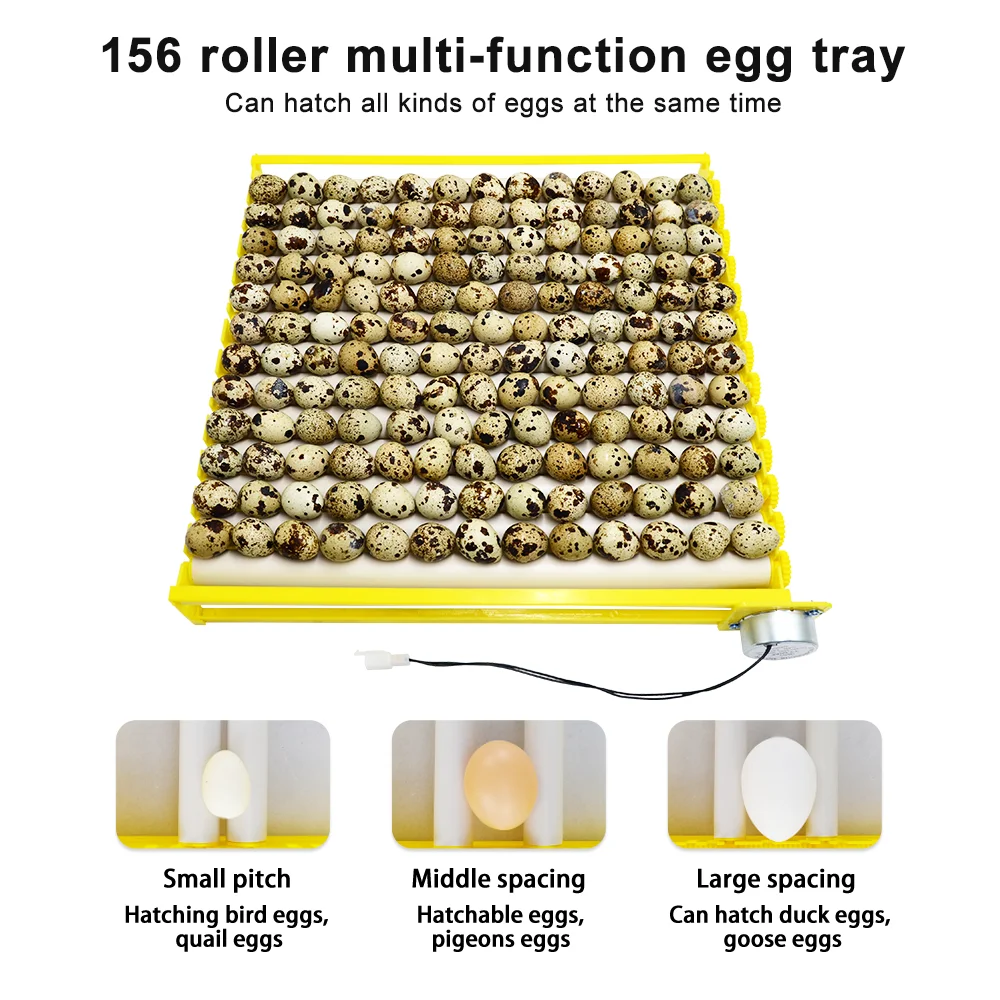 Eggs Incubator Automatic Turning Tray with Motor Farm Poultry Hatching Device for 56 Chicken Eggs, or 156 Quail Eggs