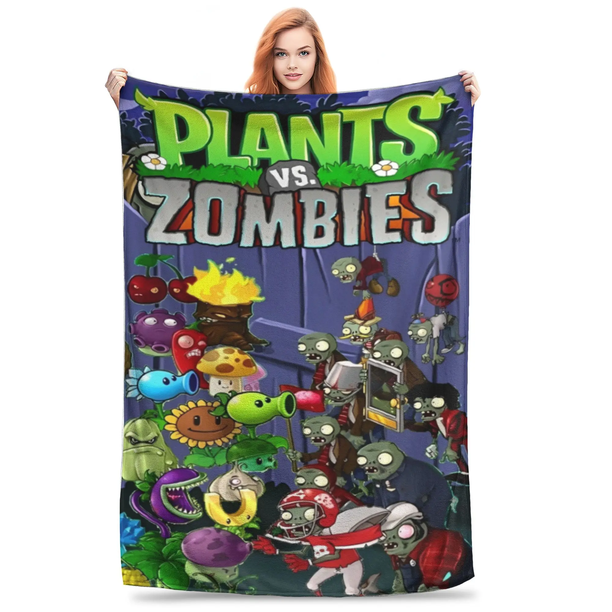 

Funny Plants-vs-Zombie cartoon games game Blanket Ultra-Soft Flannel Comfortable Throw Blankets Machine Washable