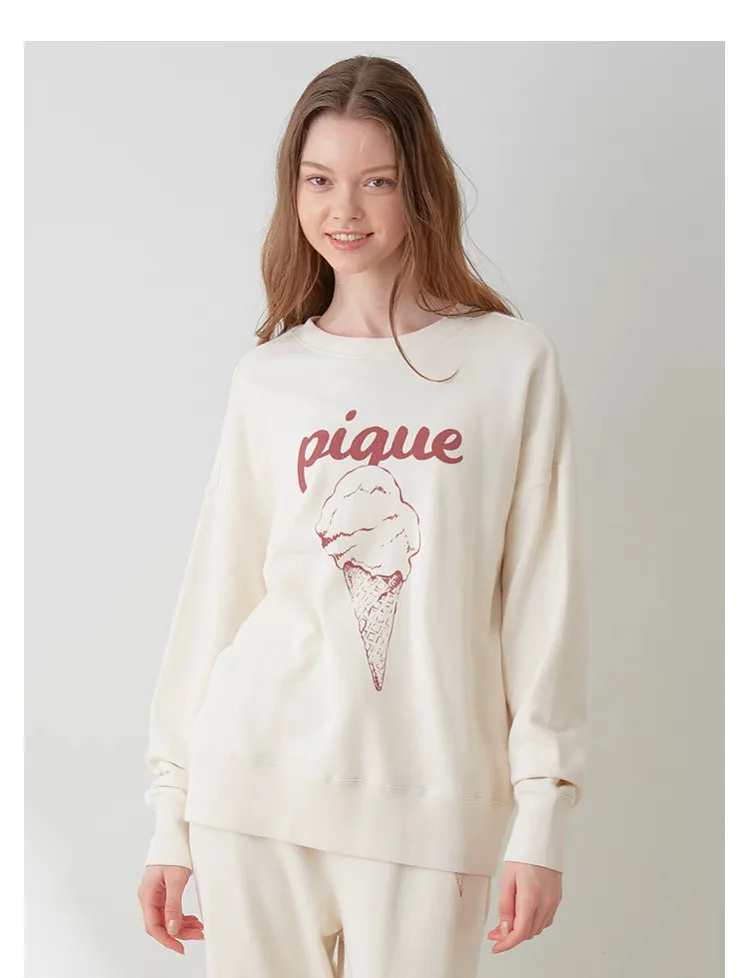 Japan Style Cotton Pique Ice cream Thick Knitted Sweatshirts Room Wear