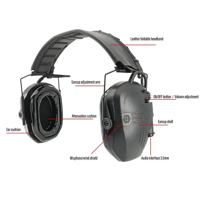 New Detachable Headband Hearing Protection Electronic Shooting Earmuffs NRR 23dB Tactical Headset for Airsoft Shooting Hunting