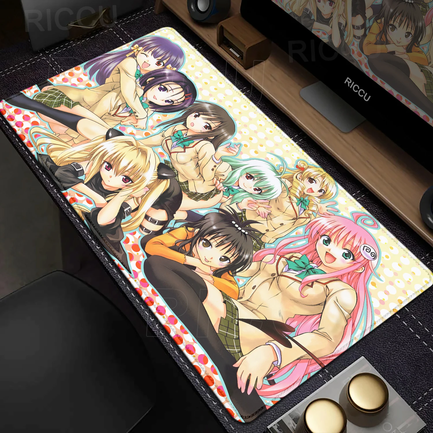 Rubber Mouse Pad To Love-Ru HD Printing Keyboard accessories Desk Mats Kawai Cute Girl Non-Slip Deskmat XXL 90x40cm Extended Pad