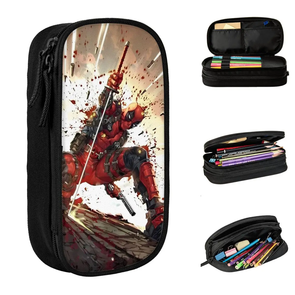 Deadpool Superhero Art Pencil Case Cartoon Anime Pencil Box Pen for Student Large Storage Bag Students School Gifts Accessories