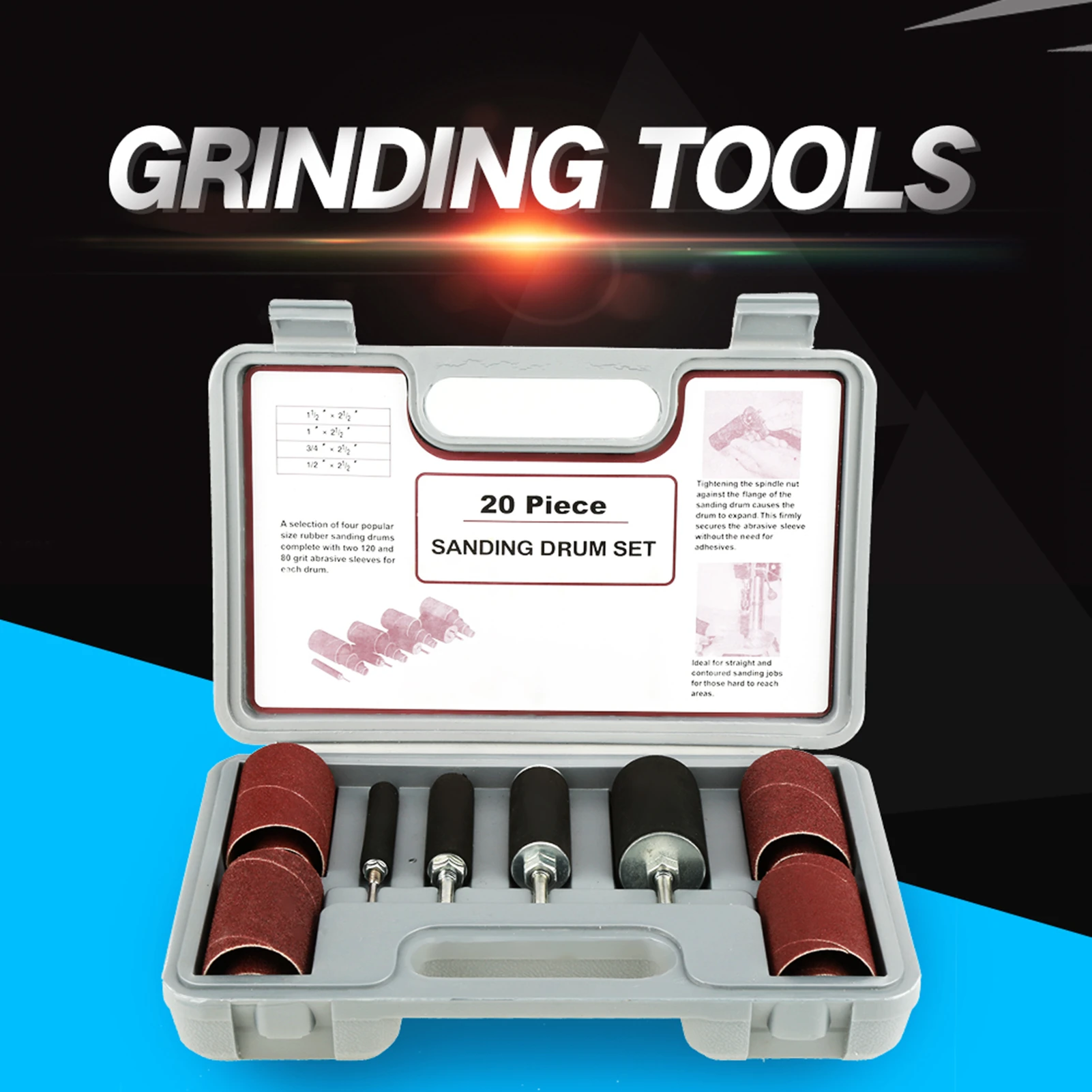 20pcs Spindle Sanding Drum Sander Tool Kit Set with Case for Drill Press Sanding Drum Set