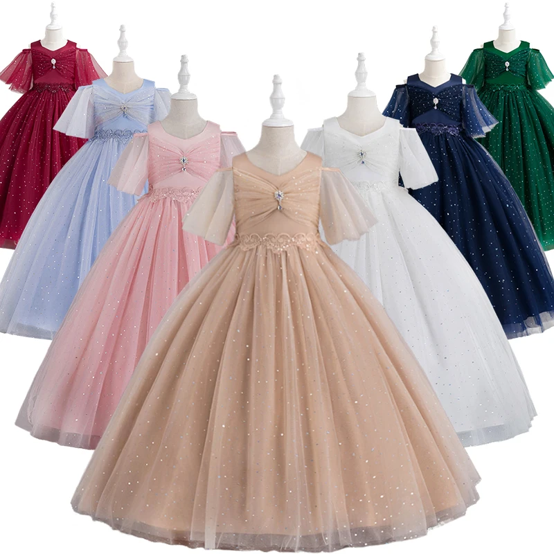 

New Design 5-14Year Children Wedding Bridesmaid Evening Dress for Girls Formal Occasion Dresses Host Graduation Ceremony Costume