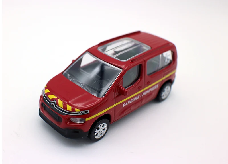 NEW 3 inches Cars 1/64 Scale Berlingo Rescure Fire Vehicle Diecast Alloy Toys for Collection Gift