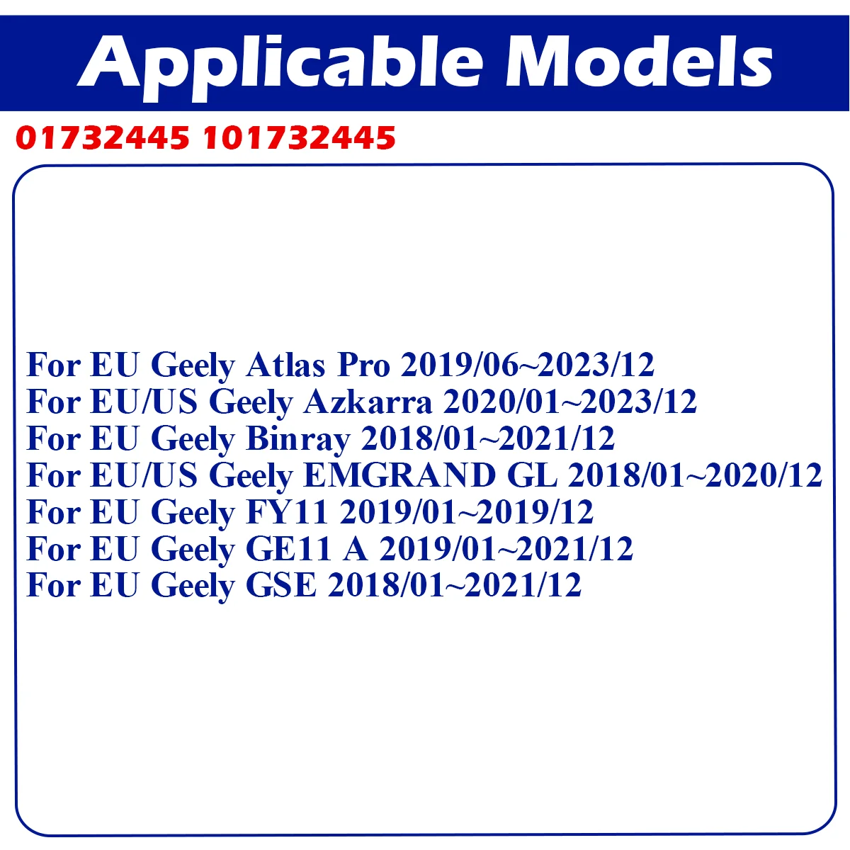 01732445 TPMS Tire Pressure Sensor For Geely Atlas Pro Azkarra Binray EMGRAND GL FY11 GE11 A GSE 101732445 433MHz