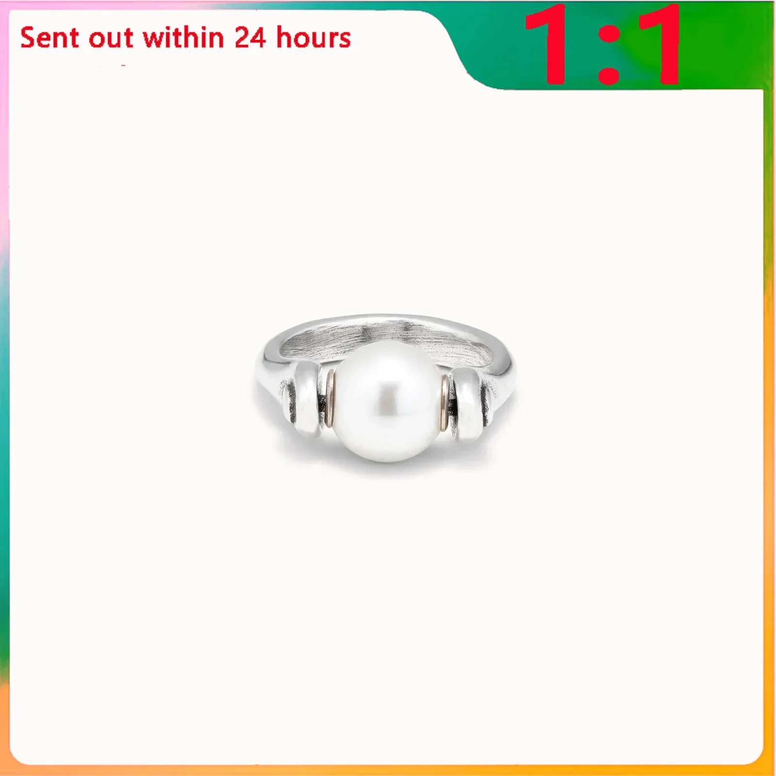 Anillo de perla verde claro redondo único para mujer, joyería de alta calidad, regalo del Día de San Valentín, 2024 Original, nu