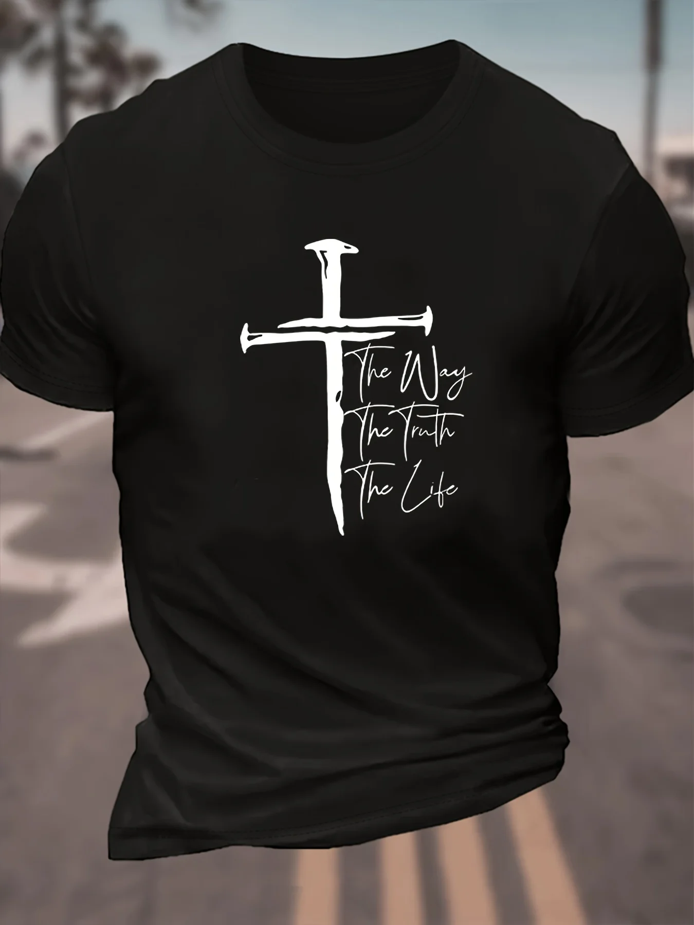 

Men's T-shirt Pure cotton Creative Christian Cross graphic Print T-shirt Harajuku y2k casual o collar short sleeve unisex