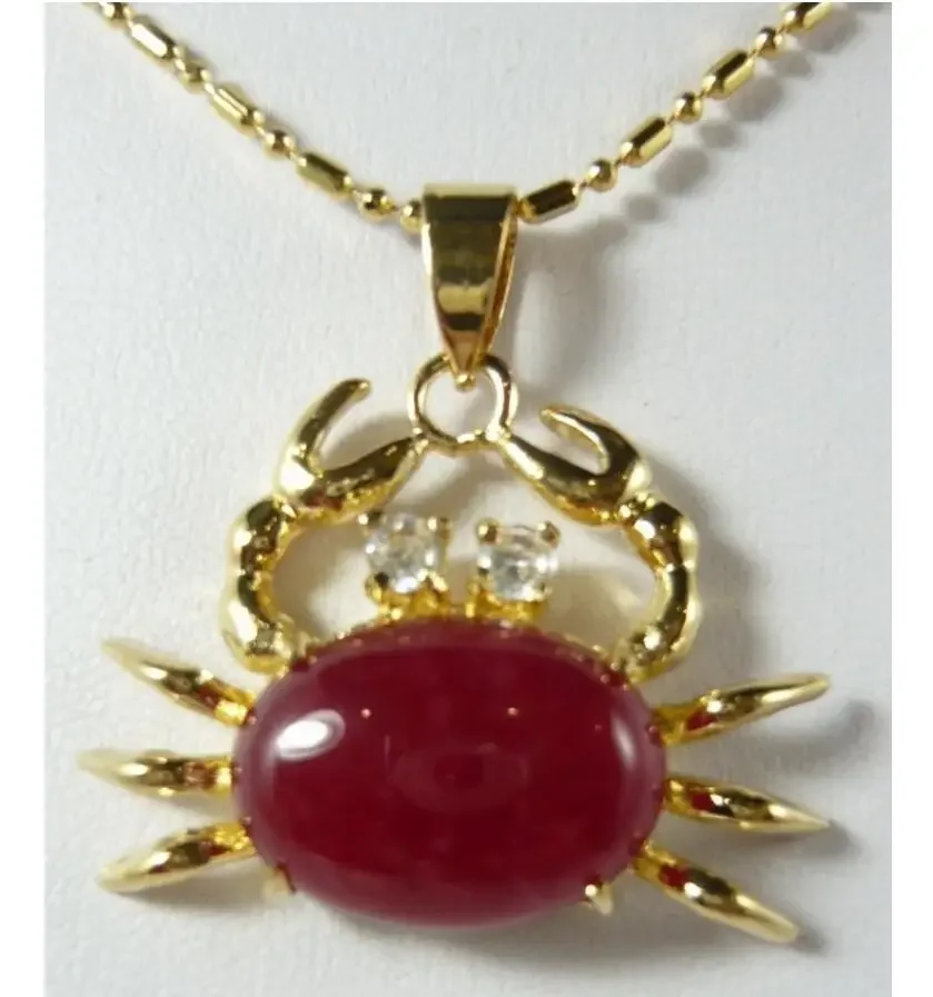 13*18mm red jade crab pendant