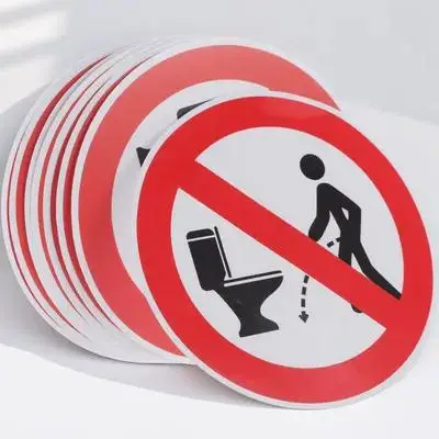 8Pcs Restroom Etiquette Stickers Toilet Training Targets Waterproof PVC Bathroom Pee Reminder Decals for Office Mall Toilet Seat