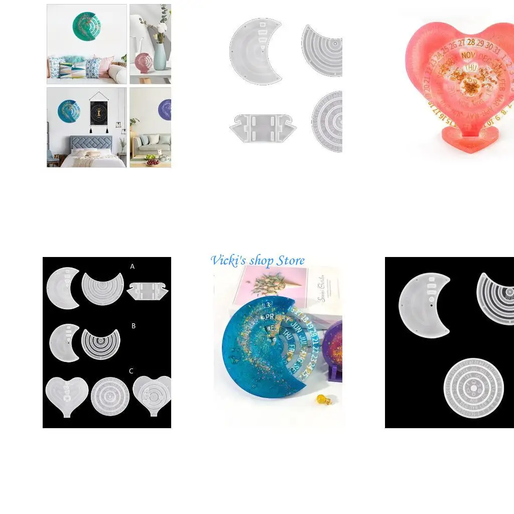 

Луна/сердце календарь кулон силиконовая форма настенная декоративная форма для литья смолы