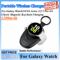 1200mAh Portable Wireless Charger Power Bank for Galaxy Watch3/4/5/6 Active 1/2 5 Pro 4/6 Classic Magnetic Keychain Charging