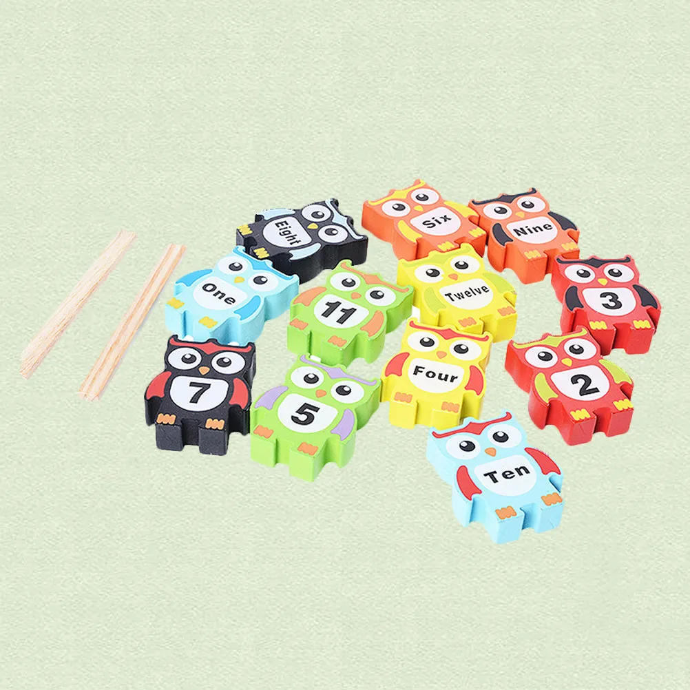 

12Pcs Wooden Balance Set Owl Shape Educational Bricks Double Sided Number Word Painted Safe Rounded Corner Kids Game