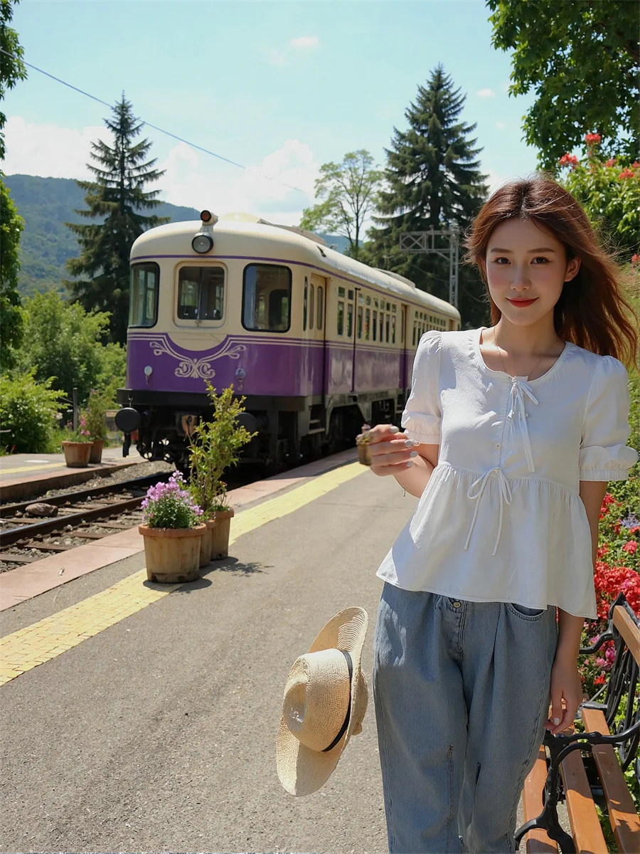 

Elegant Blouses For Women Bow Tie Draped Red Checked Ladies Casual White Vintage Hawaiian Style Fine Design Sleeveless Pure