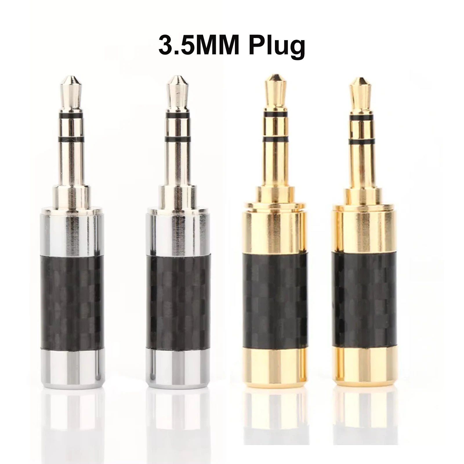 

High-end HiFi Audio Headphone Cable Connector HP100 Gold/Rhodium Plated Straight 3.5mm Stereo Mini Plug with Carbon Fiber Shell