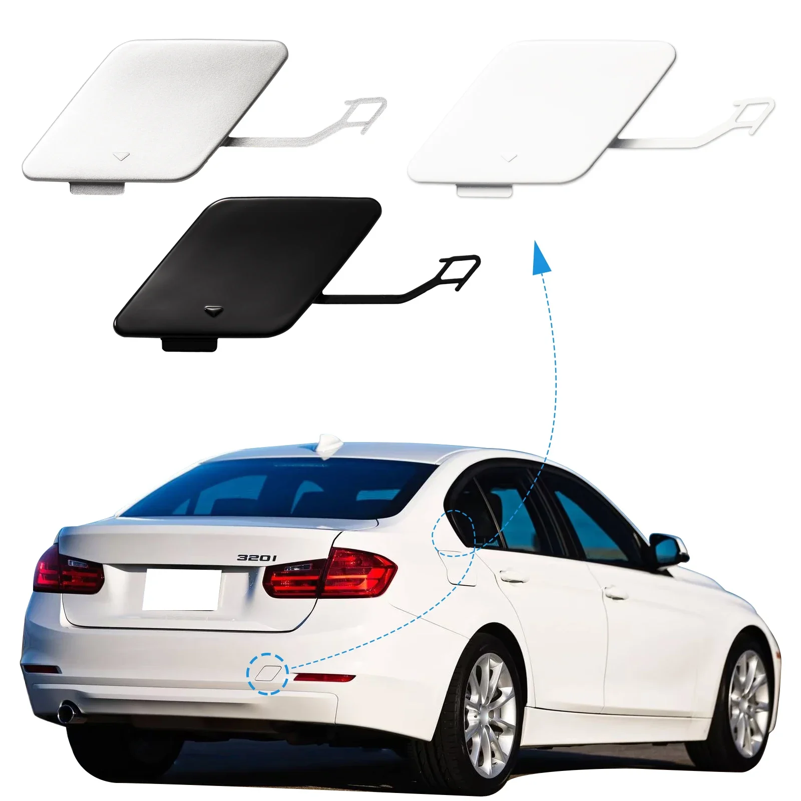 

Rear Bumper Tow Hook Cover Cap Towing Eye For BMW F30 3 Series 320i 328i 335i Accessories 2012-2015 51127312748 51127301464