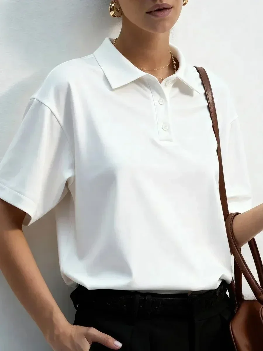 Sommerliche Trend-Poloshirts für Damen, lässiger Stil, atmungsaktive Golfshirts für Herren, Unisex-Streetwear, Oversize-weißes Oberteil – Detail 12