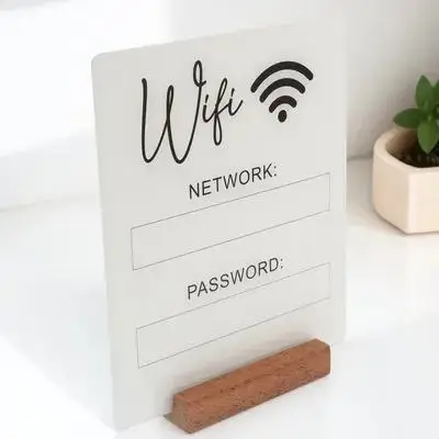 wifiパスワードサイン-ゲストルーム-ホームオフィス-ホテル用-アクリル素材-傷つきにくい-簡単拭き取り-ミニマリスト装飾ボード