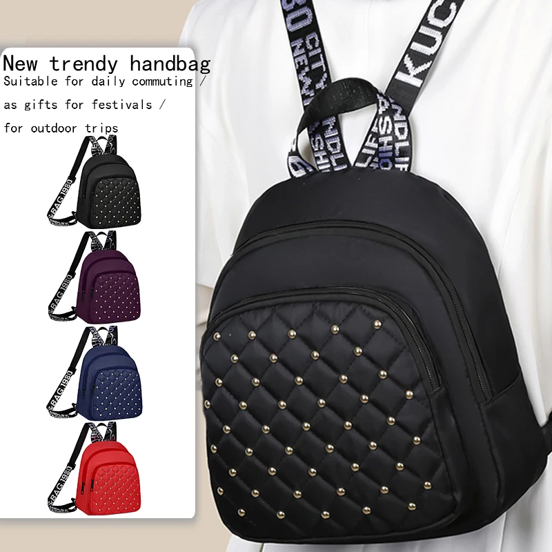 

Модный женский многоцветный рюкзак с шипами, стеганый дизайн для повседневного использования, поездок на работу, элитная практичная модная сумка