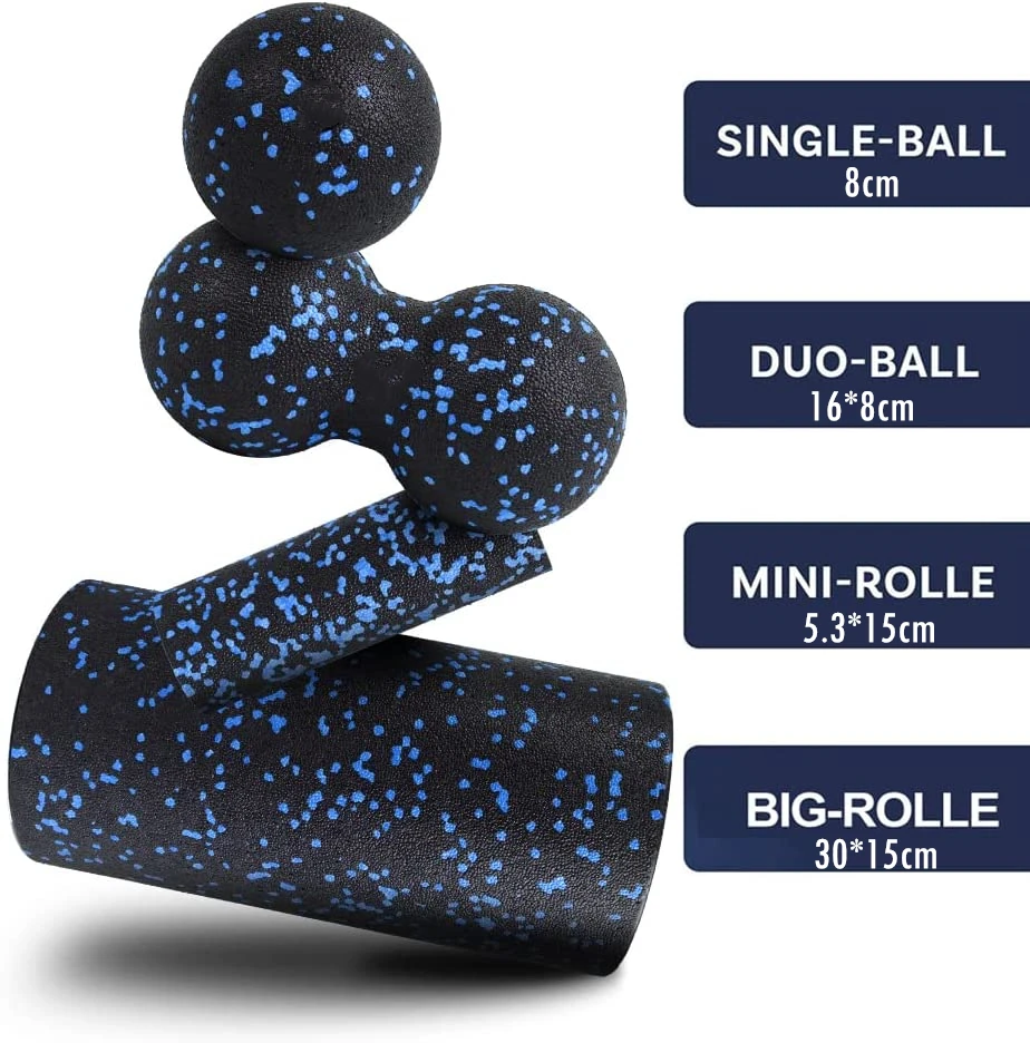 4 in 1 High Density Foam Roller Set Pilates Yoga Column Massage Fitness Balls for Leg Back Neck Pain and Muscle Exercise