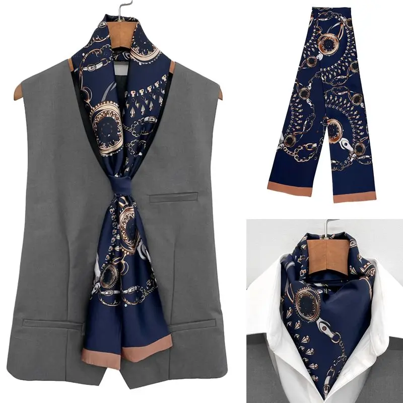 Men's Small Scarf Business Retro Matching Suit Shirt Layering Neck Scarf Long Spring Autumn Scarf Fashion Wide Necktie