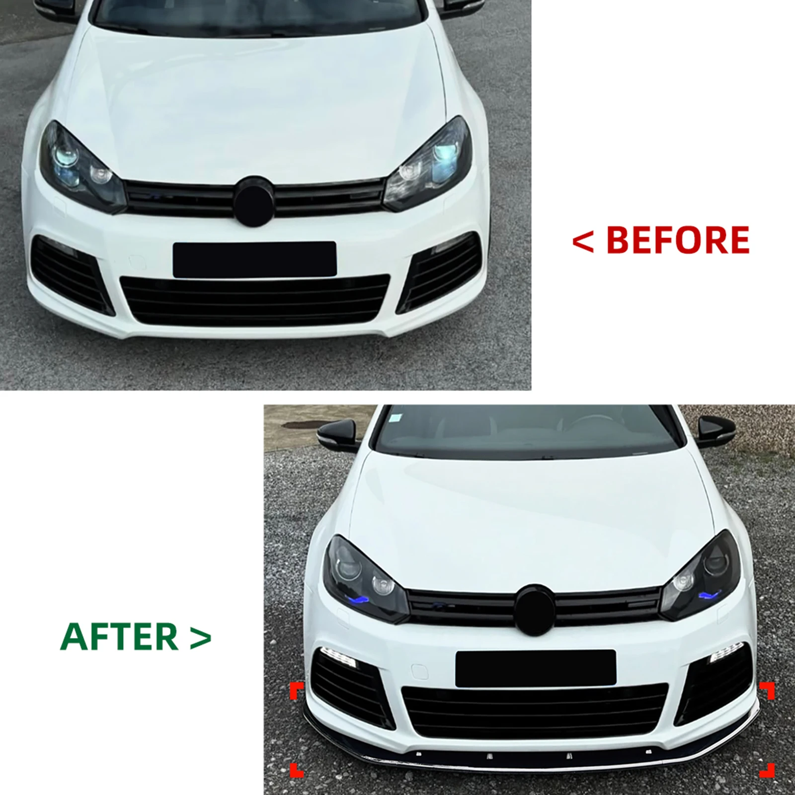For Volkswagen VW Golf 6 MK6 R 2010-2013 Front Bumper Spoiler Lip Carbon Fiber Look/Gloss Black Lower Splitter Protector Blade - view 5