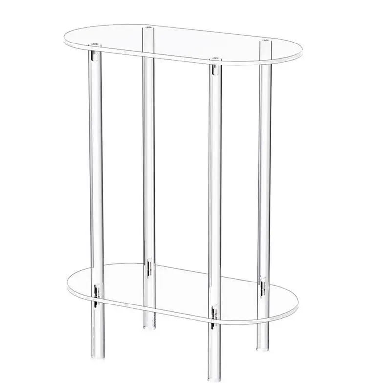 

Acrylic Transparent Side Table Modern Living Room Small Oval Coffee Table Living Room 2-tier Storage Bedroom Bedside Table