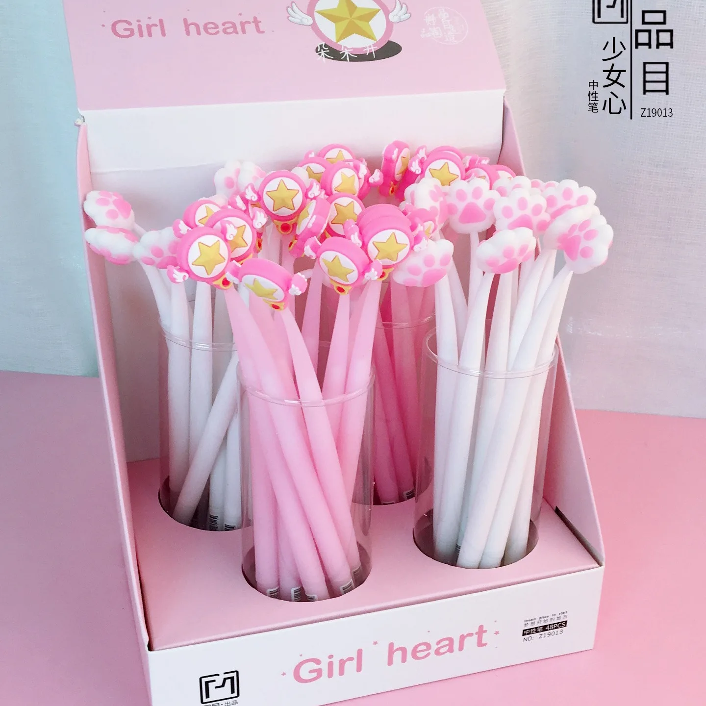 

48 шт., креативная милая маленькая свежая студенческая ручка с нейтральным сердечком для девочек, 0,5 мм, черная полная игла, сменный блок