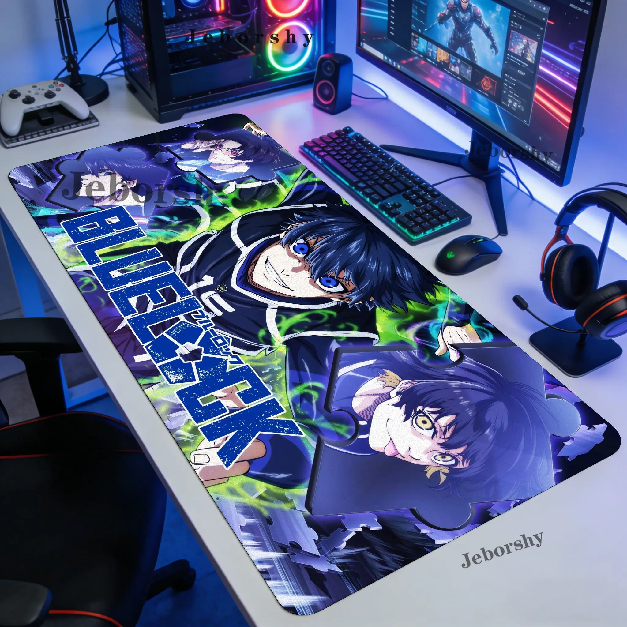 Anime Blue Lock Mouse Pad Non-slip Locking Edge DeskMat PC Laptop Accessories Rubber Office Keyboard Large Game XXL carpet - view 6