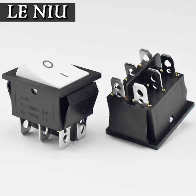 

Kcd4 16 Amp 250 Volt White Switch Rocker 6 Pins on OFF