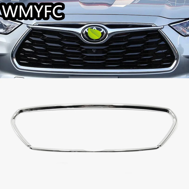 

ABS Chrome Protection Trim Front Grid Grill Grille Frame Lamp Hood Part for Toyota Highlander Hybrid 2020 2021 2022