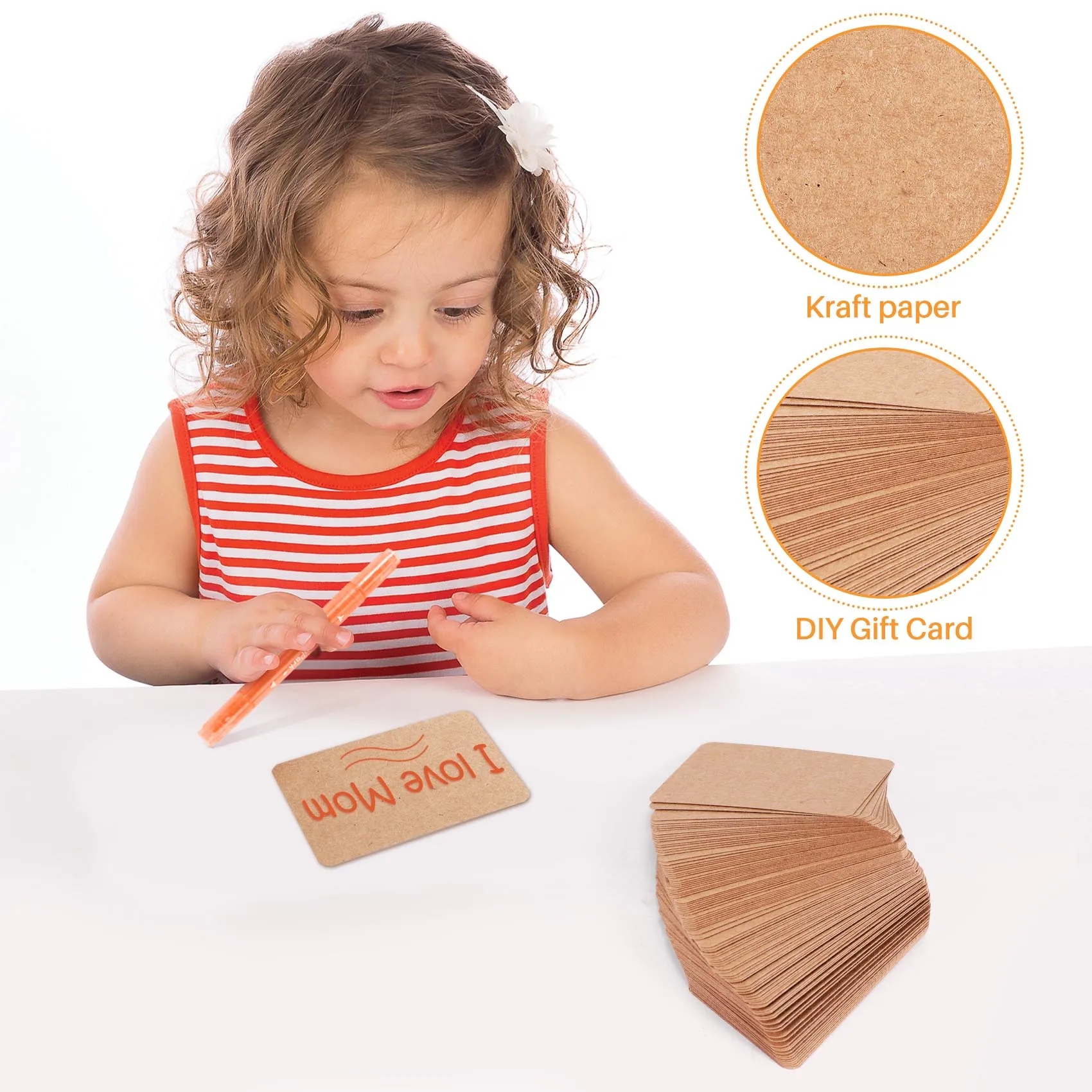 -A12R 100Pcs Blank Kraft Paper Business Cards Word Card Message Card DIY Gift Card