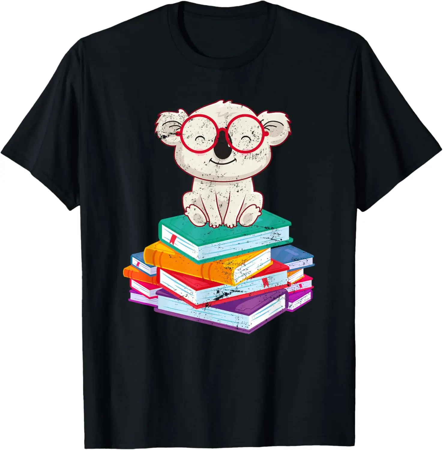 

Cute Koala Reading Books Graphic Tee Funny Librarian Student Short Sleeve T-Shirt