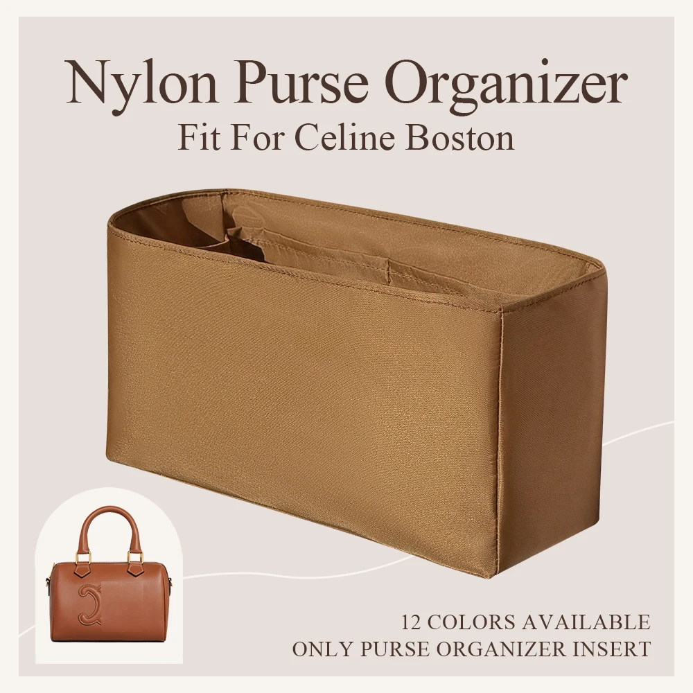 Nylon Purse Organizer Insert Fit for Celine Boston Handbag Inside Storage Bag Durable Inner Liner Bag Multiple Pockets Organizer