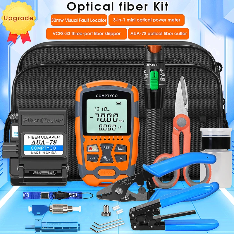 COMPTYCO AUA-M7/M5 Optical Power Meter and 30mw Visual Fault Locator AUA-7S Fiber Cleaver FTTH Fiber Optic Tool Kit