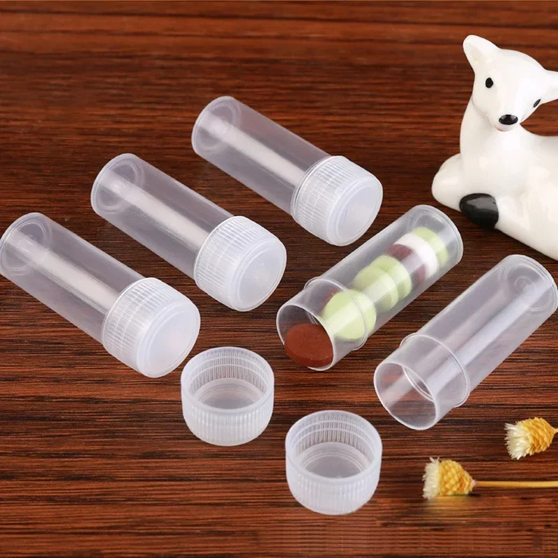 100Pcs 5ml Plastic Test Tubes Bottle with Screw Cap Empty Refillable for Travel Pills Powders Capsules Sample Storage Container