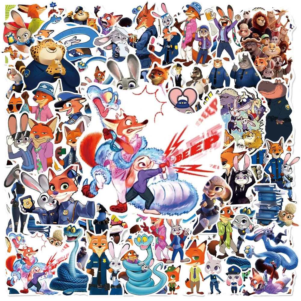 

10/30/50pcs Cute Anime Zootopia Stickers Funny Disney Movie Decals DIY Skateboard Luggage Phone Bike Waterproof Graffiti Sticker