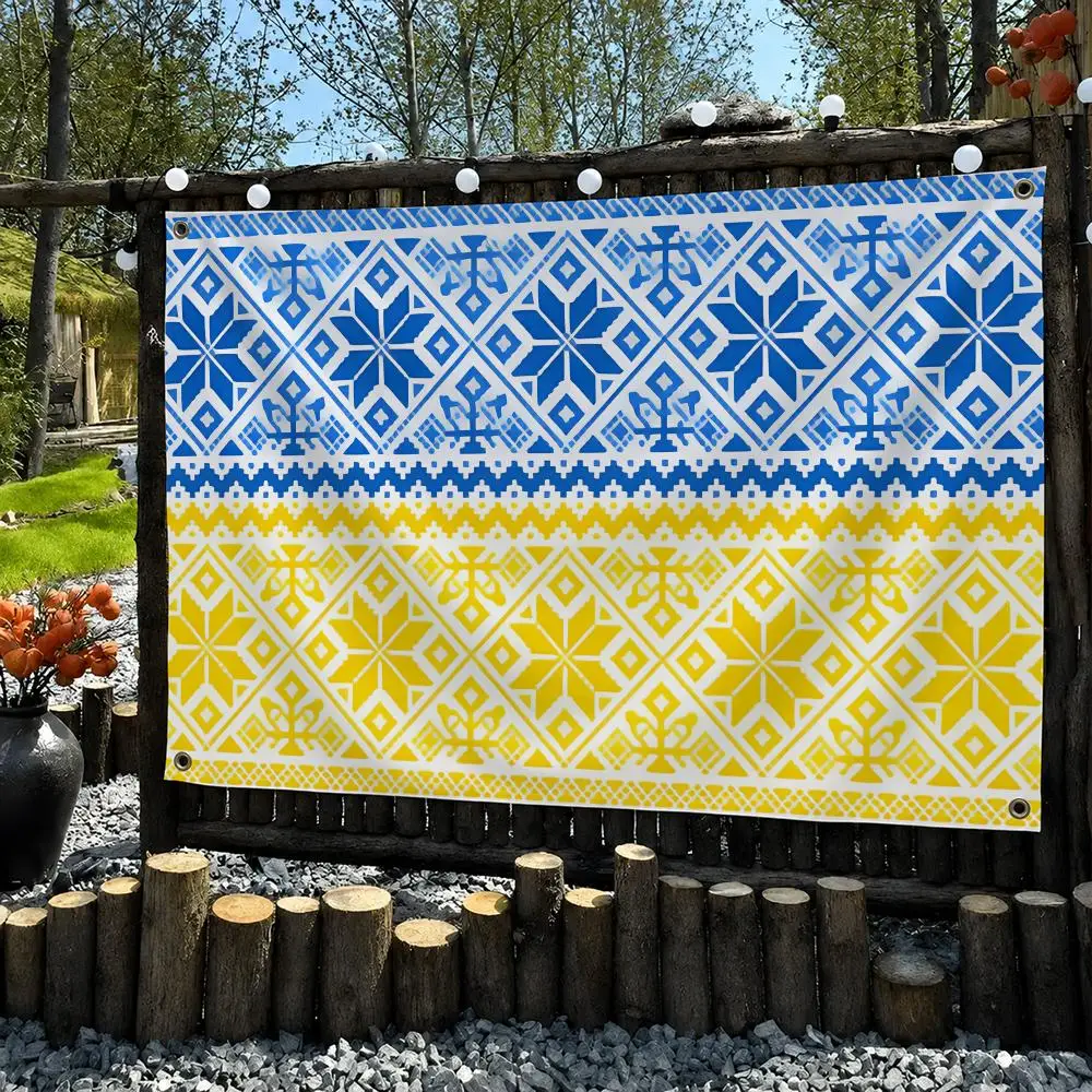 Ukraine Folk Flower Patter Flags Wall Hanging Outdoor Garage Room Decorative Fashion Gift Background