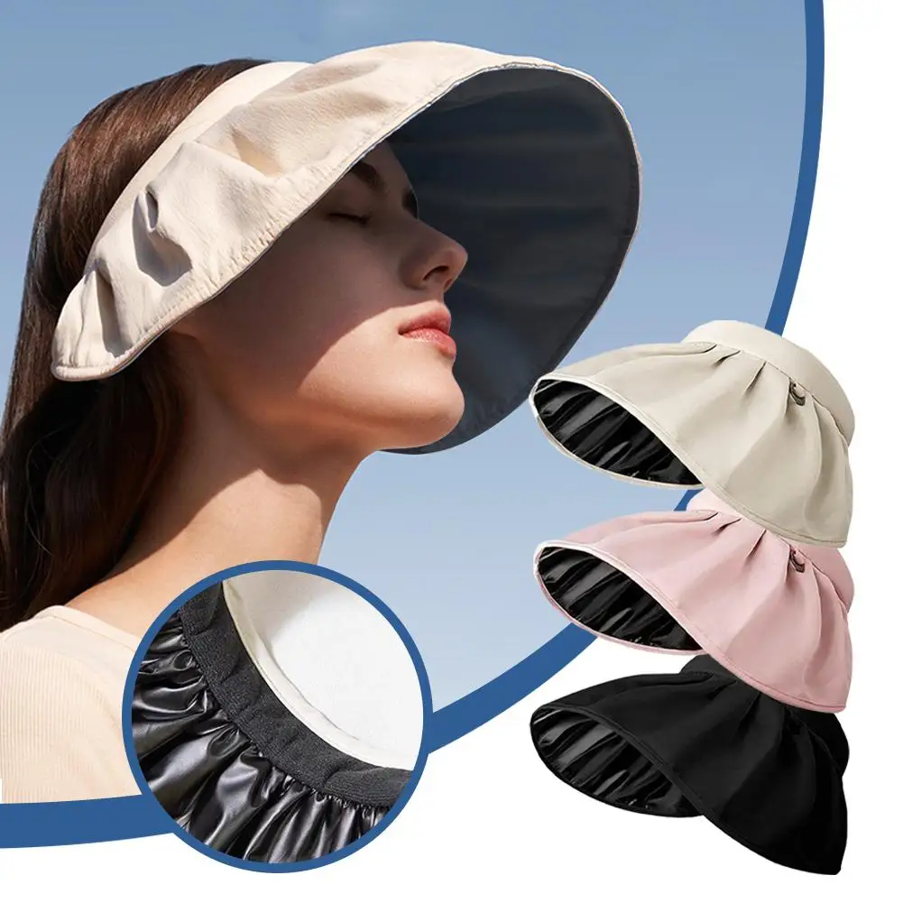 Summer Sunshade Foldable Hats Women Outdoor Beach Soft Use Caps Hoop Bucket Wide Hats Uv Brim Dual Hair Su F9v9