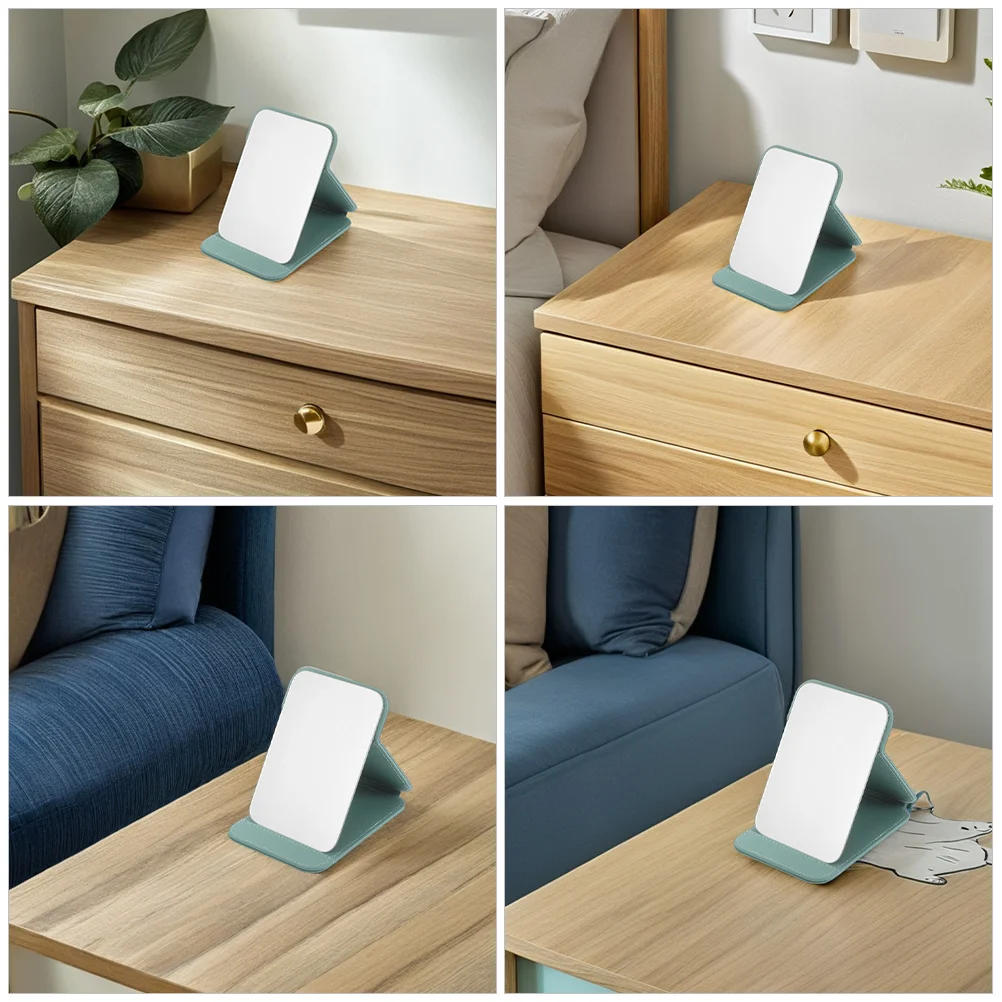 2 Stück tragbarer, zusammenklappbarer Make-up-Spiegel, kompakt, leicht, faltbar, Ständer, Reise-Kosmetikspiegel für Schreibtisch, Wohnheim, Schlafzimmer, Badezimmer