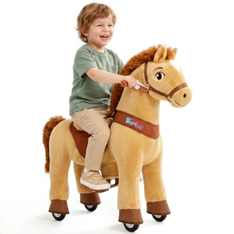 

Ride on Horse Toys Plush Interactive Riding Horse Ride for Toddlers 3-4 Walking Rocking Horse with Wheels No Battery Required G