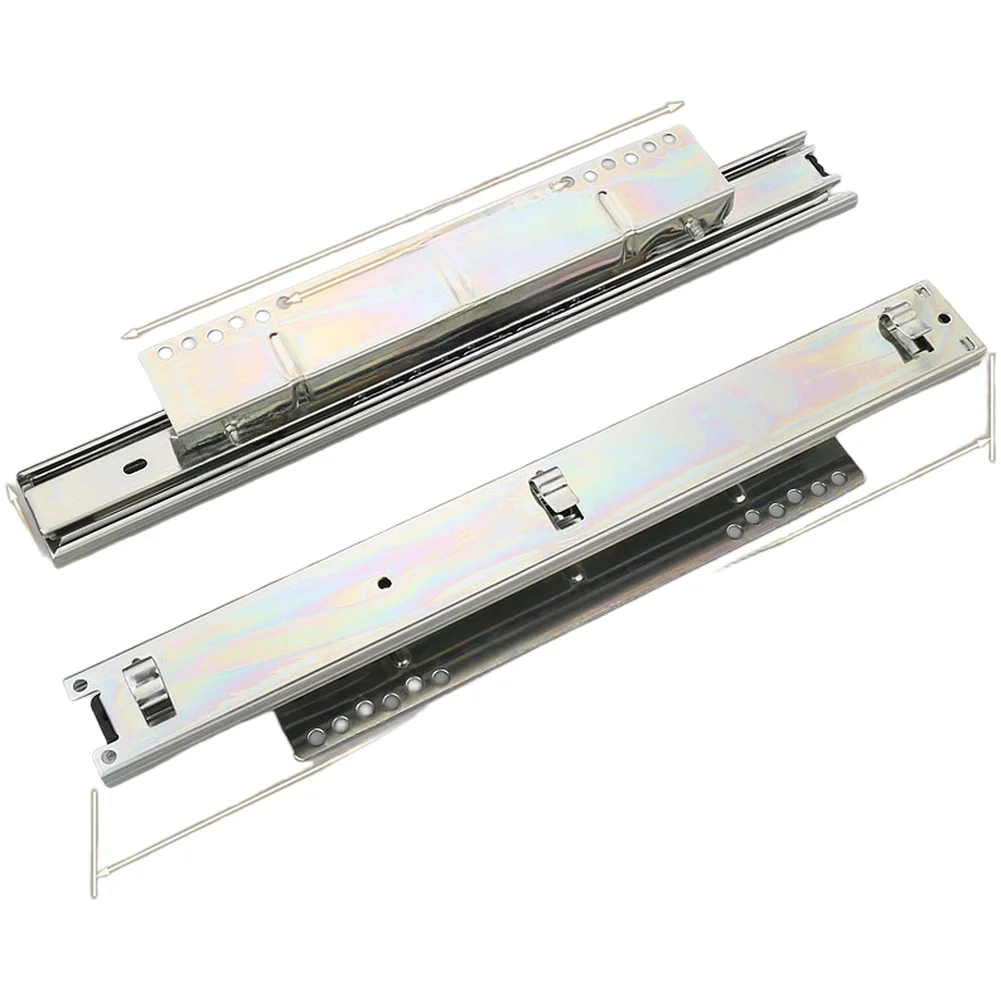 3 Section Cold Rolled Steel Cabinet Slide Rail for Kitchen Pull Out Basket Full Extension Smooth Silent Operation 45kg Capacity