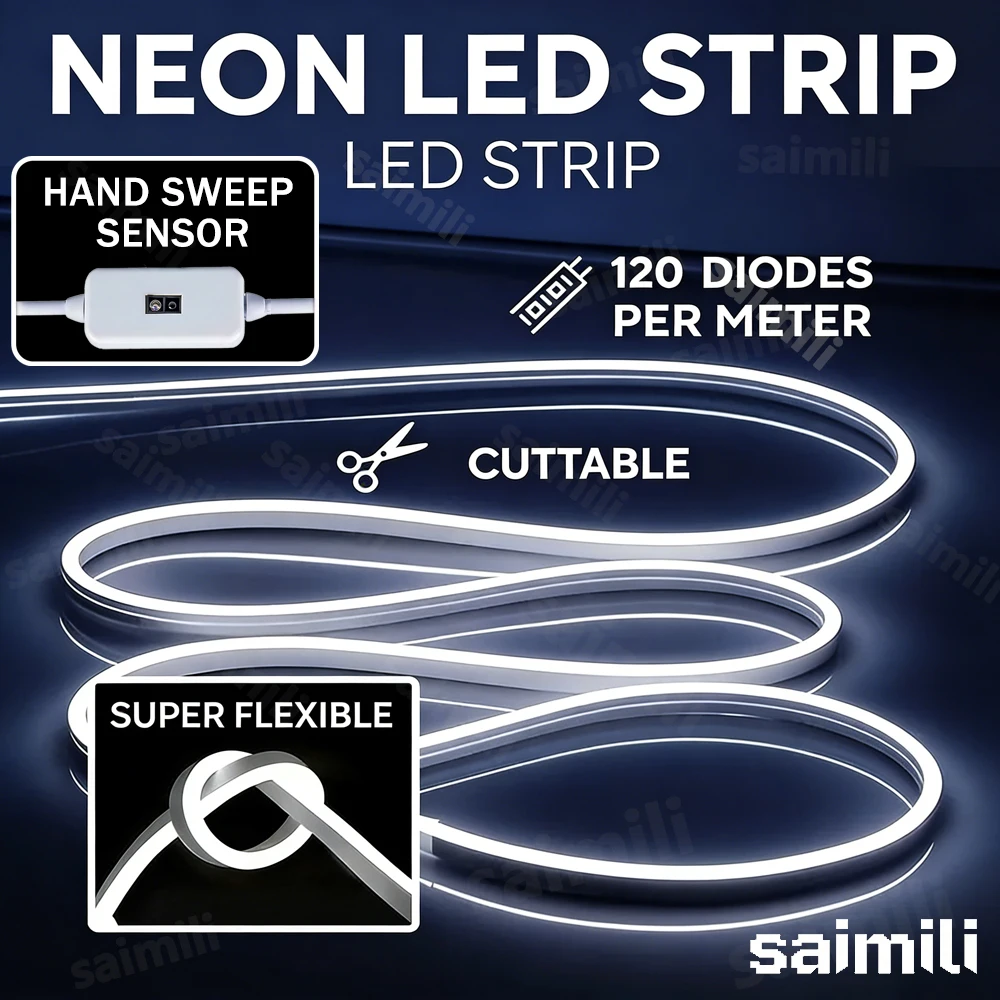 LED Neon Lights Strip Hand Scan Switch 5V USB Powered Dimmable Waterproof Flexible Light For Home Party DIY Neon Sign